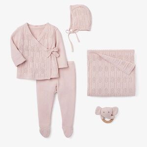 Elegant Baby Pink Baby Knit Set Box